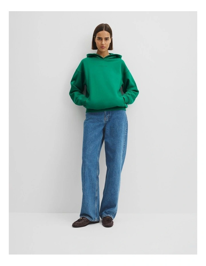 Australian Good Earth Cotton Pull Over Hooded Sweat in Emerald image 1