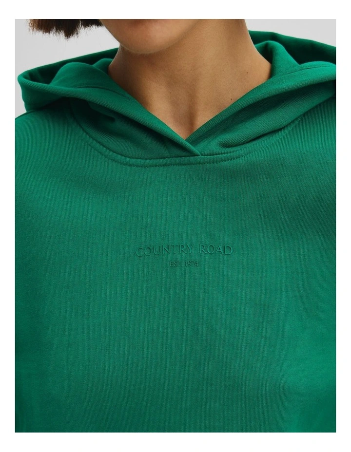 Australian Good Earth Cotton Pull Over Hooded Sweat in Emerald image 3