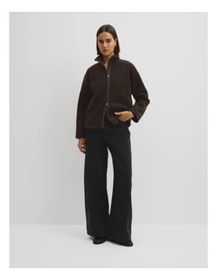 Recycled Polyester Fleece Zip Jacket in Cocoa Bean