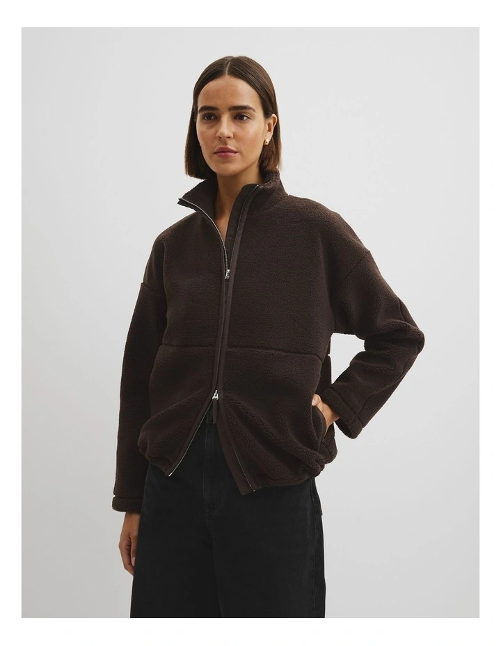 Recycled Polyester Fleece Zip Jacket in Cocoa Bean image 2
