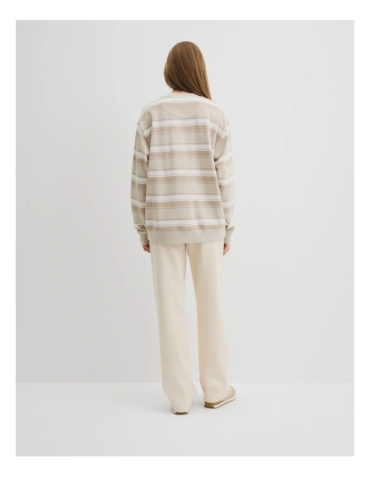 Australian Cotton Stripe Country Road Logo Sweat in Neutral Stripe image 4