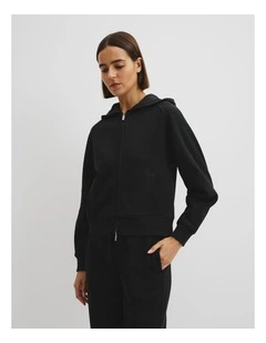Australian Good Earth Cotton Zip Through Hooded Sweat in Black