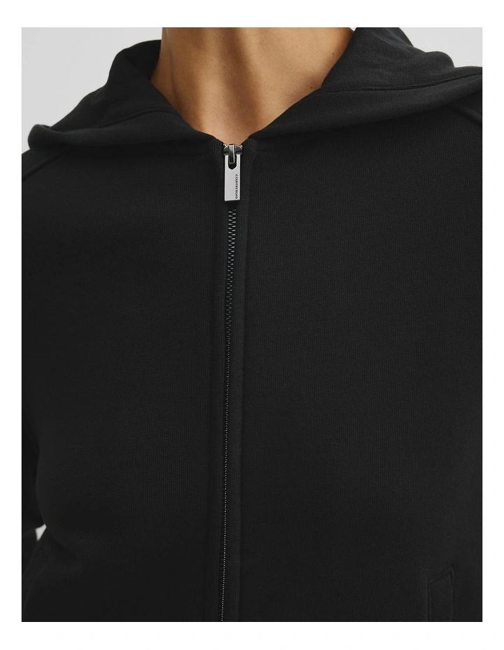 Australian Good Earth Cotton Zip Through Hooded Sweat in Black image 3
