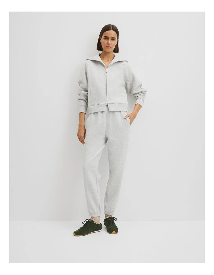 Australian Good Earth Cotton Zip Through Hooded Sweat in Light Grey Marle image 1