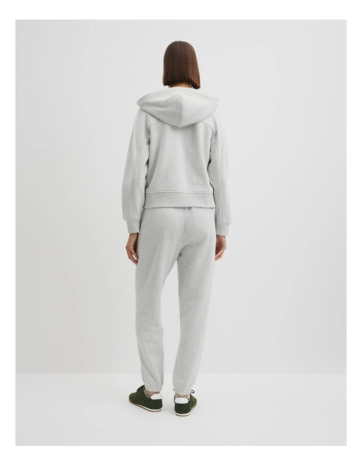 Australian Good Earth Cotton Zip Through Hooded Sweat in Light Grey Marle image 4