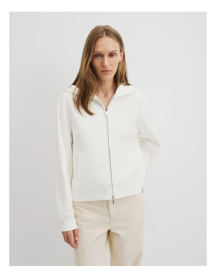 Australian Good Earth Cotton Zip Through Hooded Sweat in Ecru image 1
