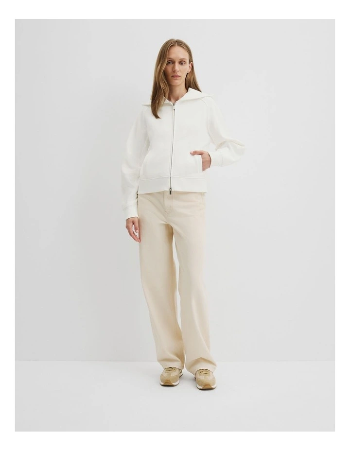 Australian Good Earth Cotton Zip Through Hooded Sweat in Ecru image 3