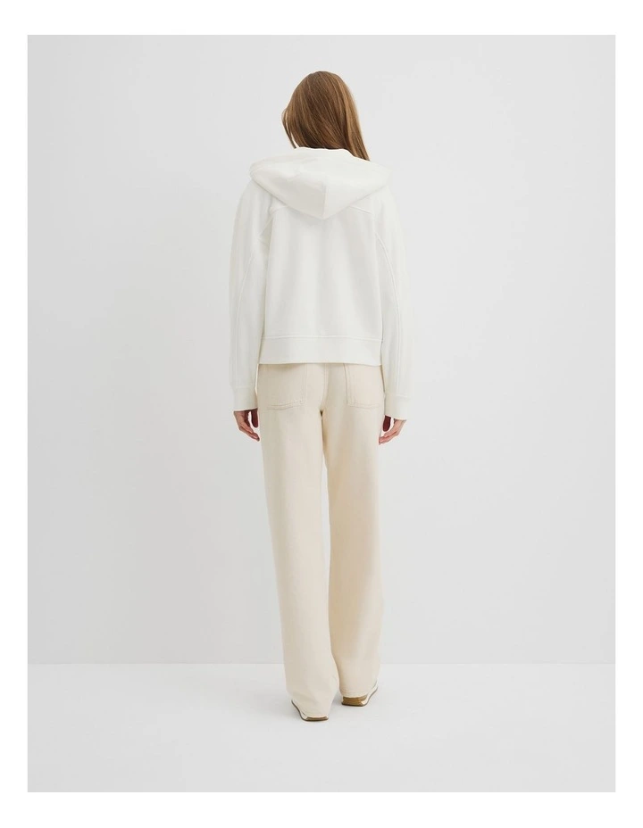 Australian Good Earth Cotton Zip Through Hooded Sweat in Ecru image 4