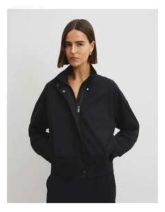 Twill Track Jacket in Black