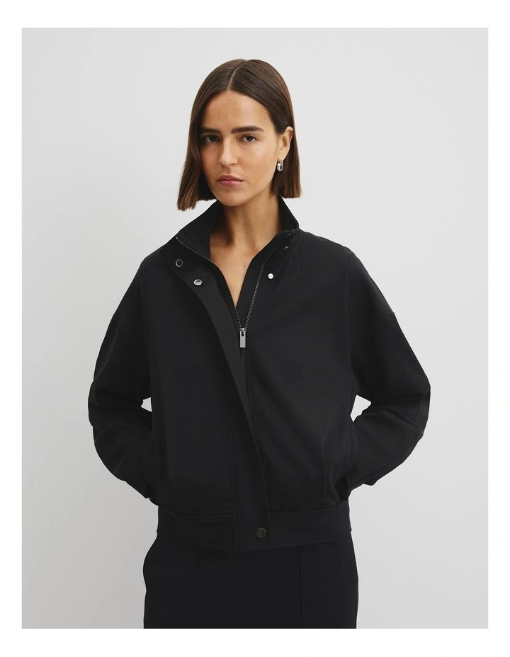 Twill Track Jacket in Black image 1