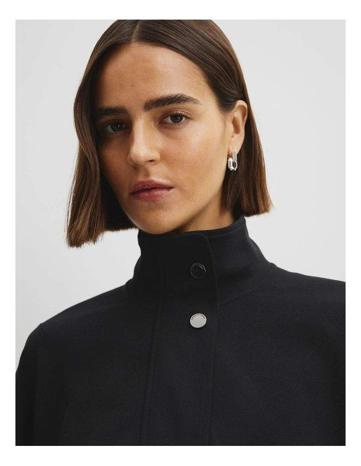 Twill Track Jacket in Black image 3