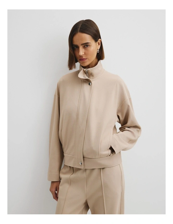 Twill Track Jacket in Stone Taupe image 1