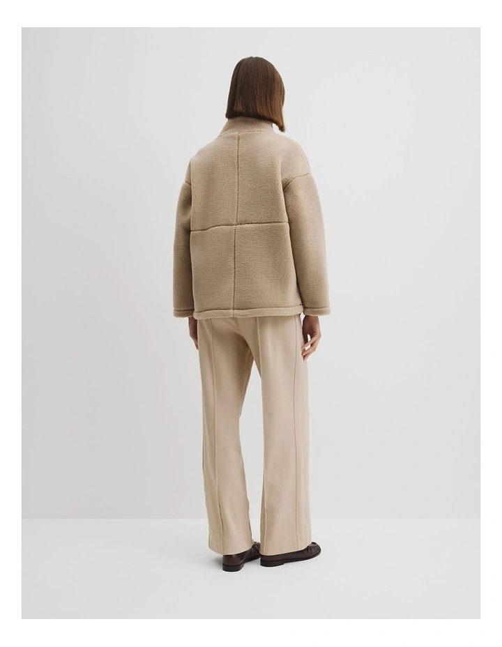 Recycled Polyester Fleece Half Zip Sweat in Stone Taupe image 4