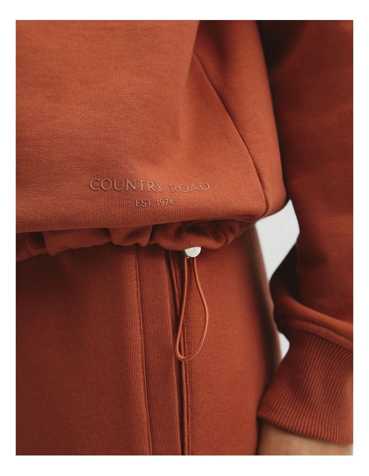 Australian Good Earth Cotton Draw Cord Zip Sweat in Redwood image 3