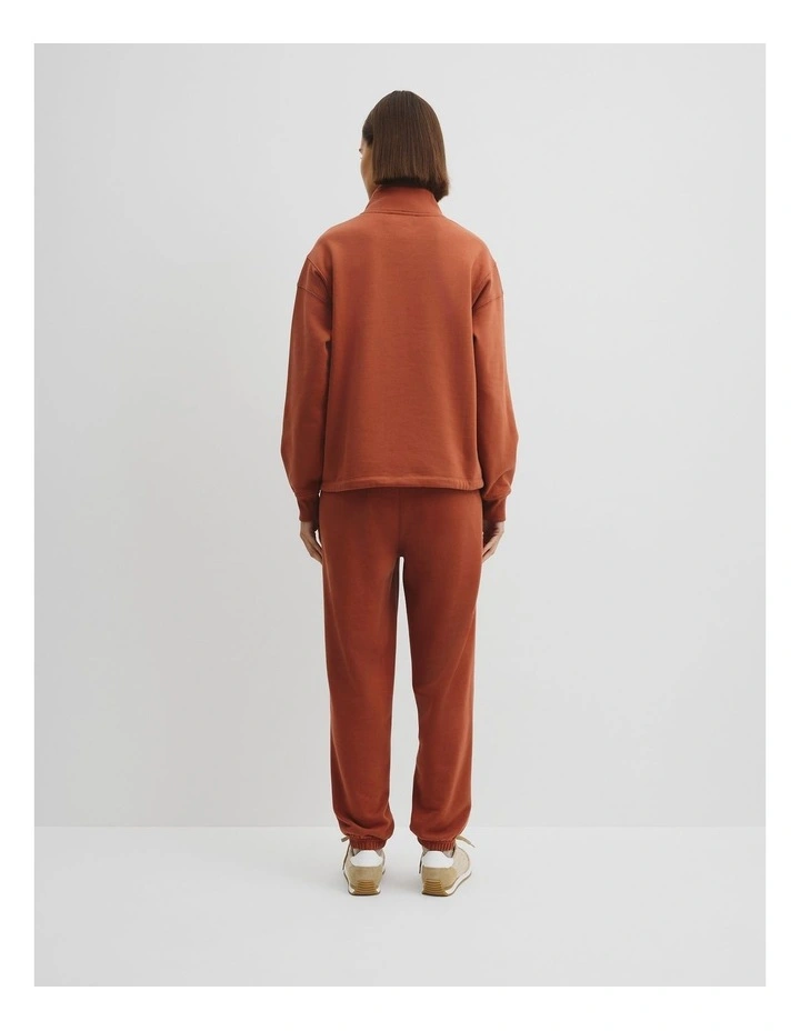 Australian Good Earth Cotton Draw Cord Zip Sweat in Redwood image 4