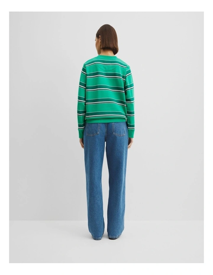 Australian Cotton Stripe Heritage Sweat in Green Multi Stripe image 4