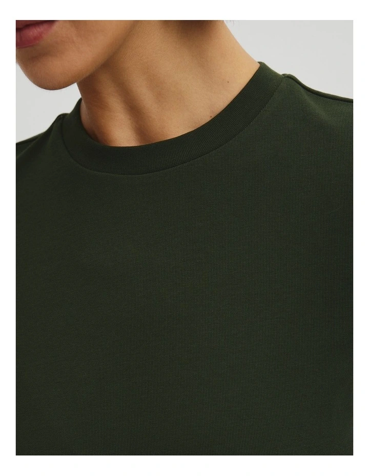 Australian Cotton Blend Fitted T-shirt in Moss Green image 3