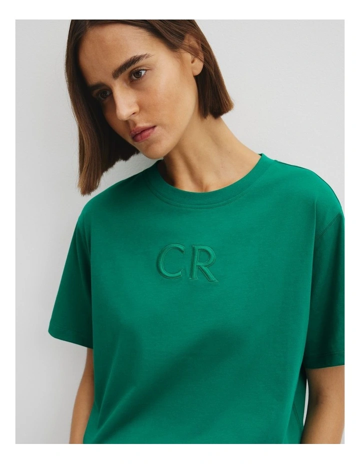 Australian Cotton Cr Logo T-shirt in Emerald image 3