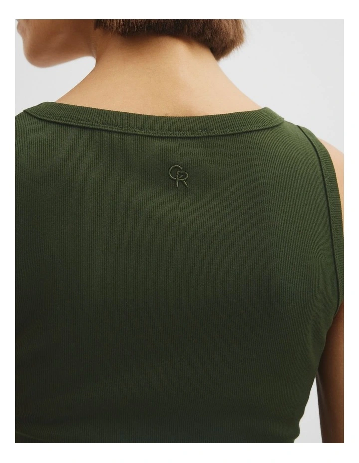 Scoop Rib Tank in Moss Green image 3