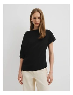 Australian Cotton One Shoulder T-shirt in Black