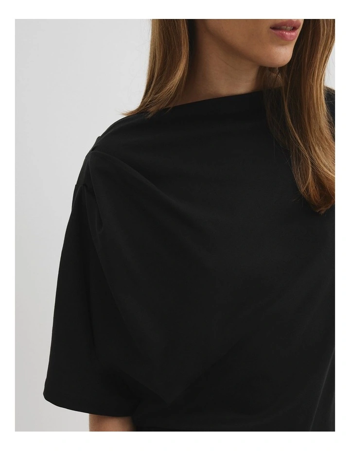 Australian Cotton One Shoulder T-shirt in Black image 2