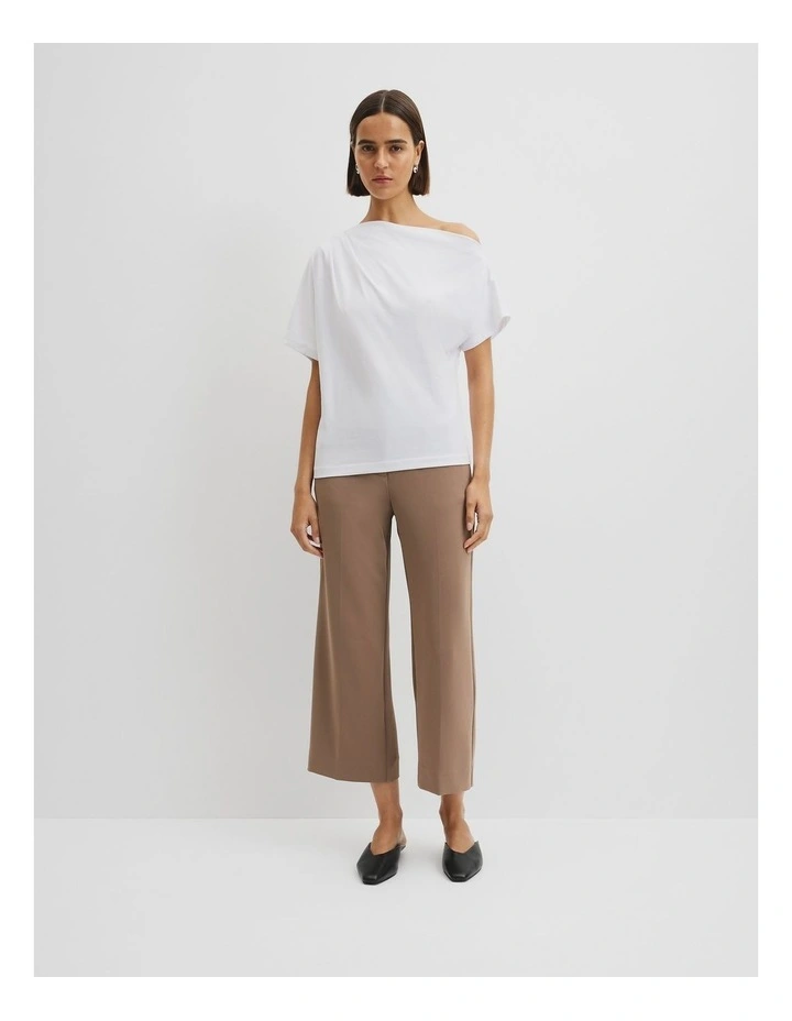 Australian Cotton One Shoulder T-shirt in White image 2