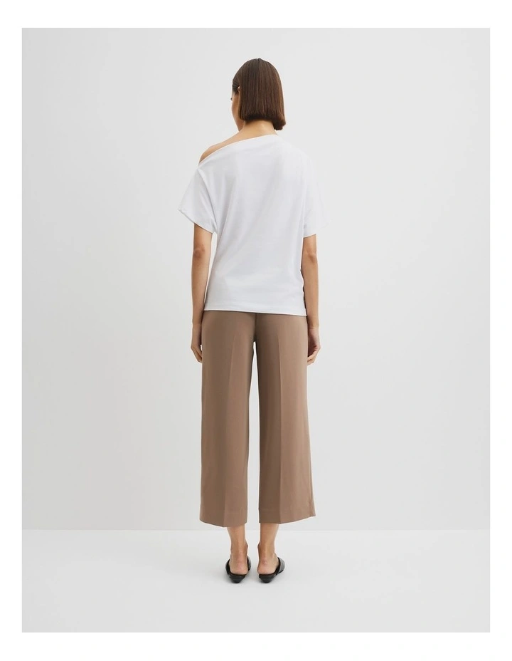 Australian Cotton One Shoulder T-shirt in White image 4