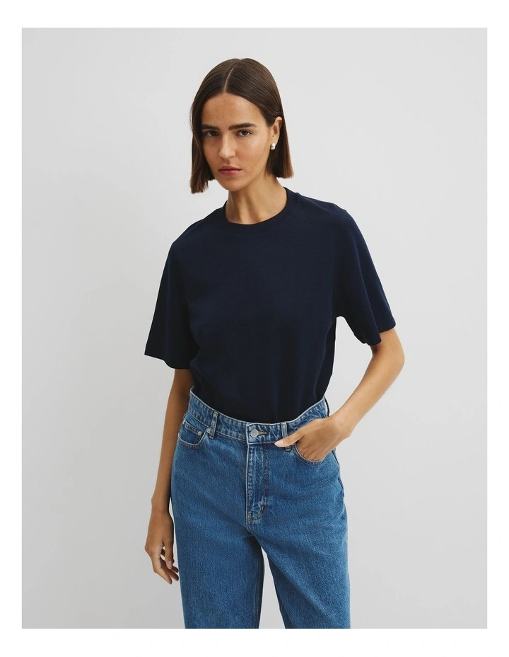 Australian Cotton Oversized Cotton T-shirt in Navy image 1