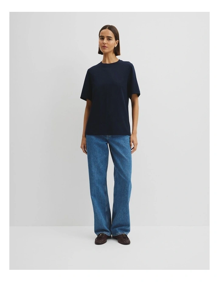 Australian Cotton Oversized Cotton T-shirt in Navy image 2