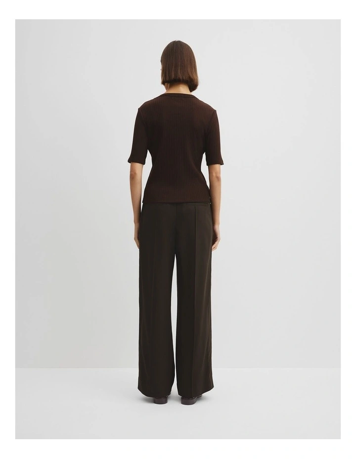 Australian Cotton Blend Short Sleeve Fitted T-shirt in Cocoa Bean image 4