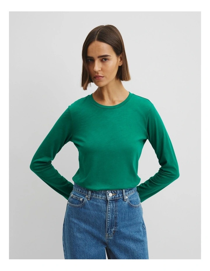 Australian Cotton Textured Slub T-shirt in Emerald image 1