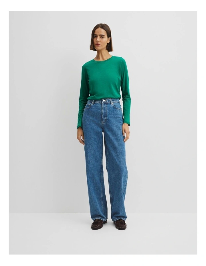 Australian Cotton Textured Slub T-shirt in Emerald image 2