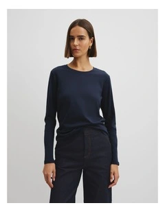 Australian Cotton Textured Slub T-shirt in Ink