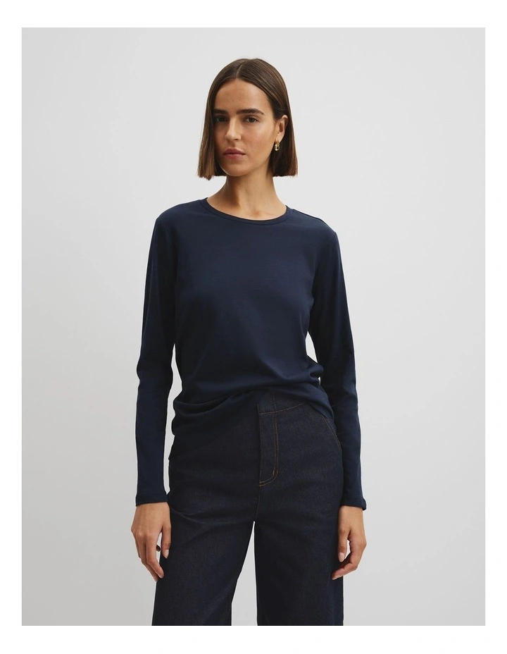 Australian Cotton Textured Slub T-shirt in Ink image 1