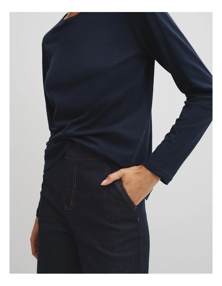 Australian Cotton Textured Slub T-shirt in Ink image 3