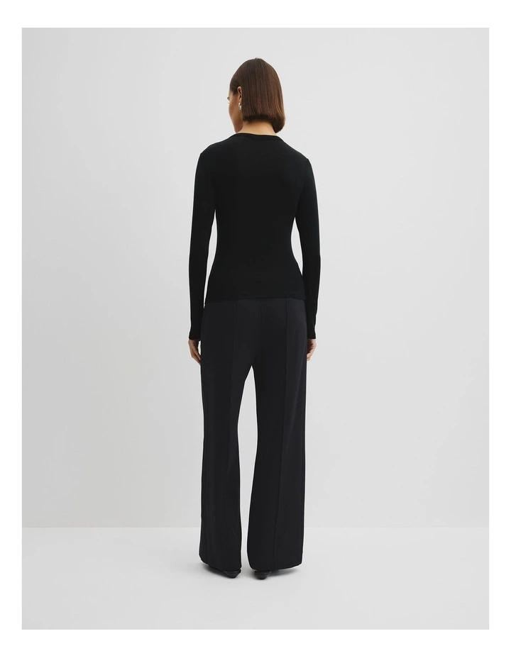 Soft Henley Longsleeve Top in Black image 4