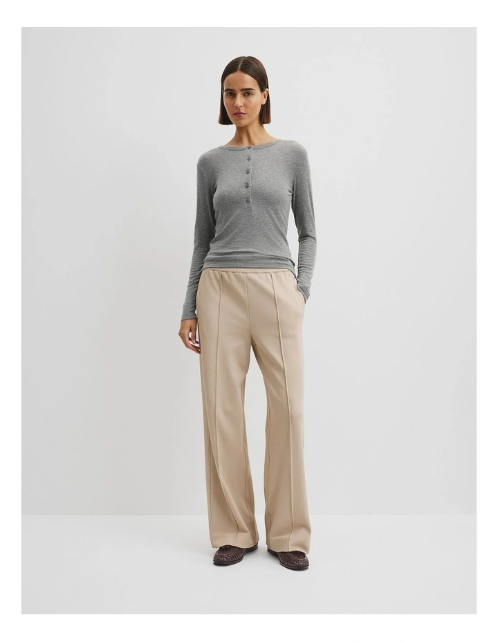 Soft Henley Longsleeve Top in Light Grey Marle image 2