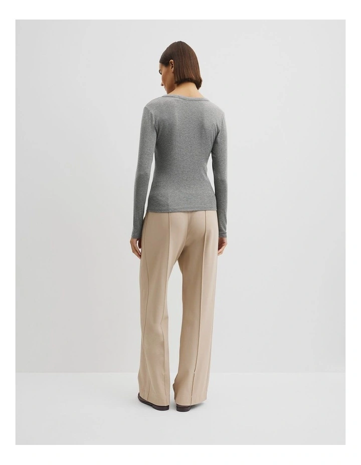 Soft Henley Longsleeve Top in Light Grey Marle image 4