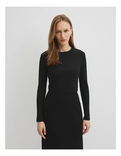 Long Sleeve Rib Top in Black