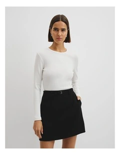 Long Sleeve Rib Top in White