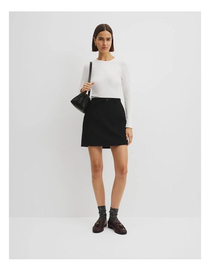 Long Sleeve Rib Top in White image 2