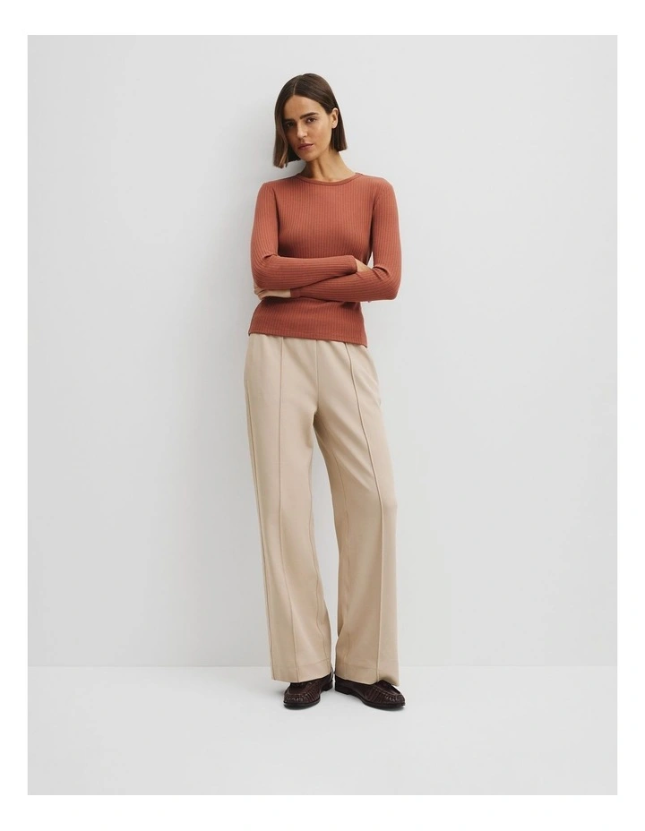 Long Sleeve Rib Top in Redwood image 2