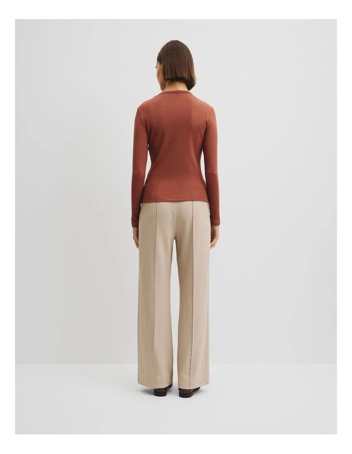 Long Sleeve Rib Top in Redwood image 4