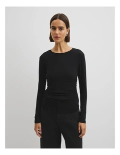 Drape Long Sleeve Top in Black