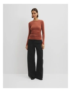 Drape Long Sleeve Top in Redwood