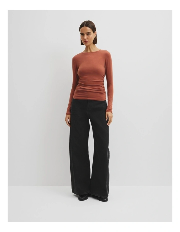 Drape Long Sleeve Top in Redwood image 1