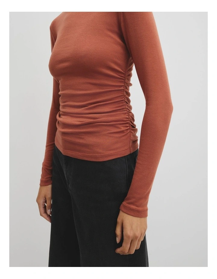 Drape Long Sleeve Top in Redwood image 3