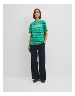 Stripe Heritage Embroidered T-shirt in Green Multi