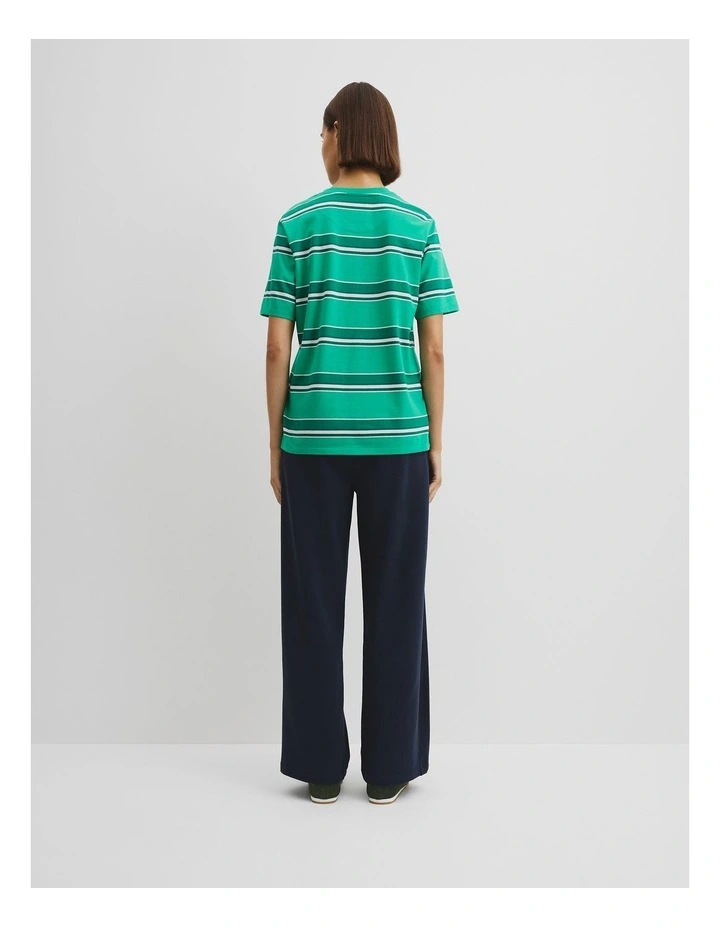 Stripe Heritage Embroidered T-shirt in Green Multi image 4