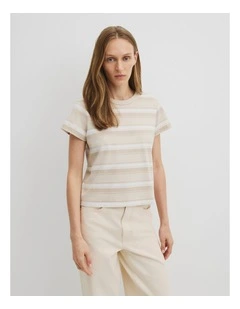 Australian Cotton Stripe Baby T-shirt in Neutral Stripe